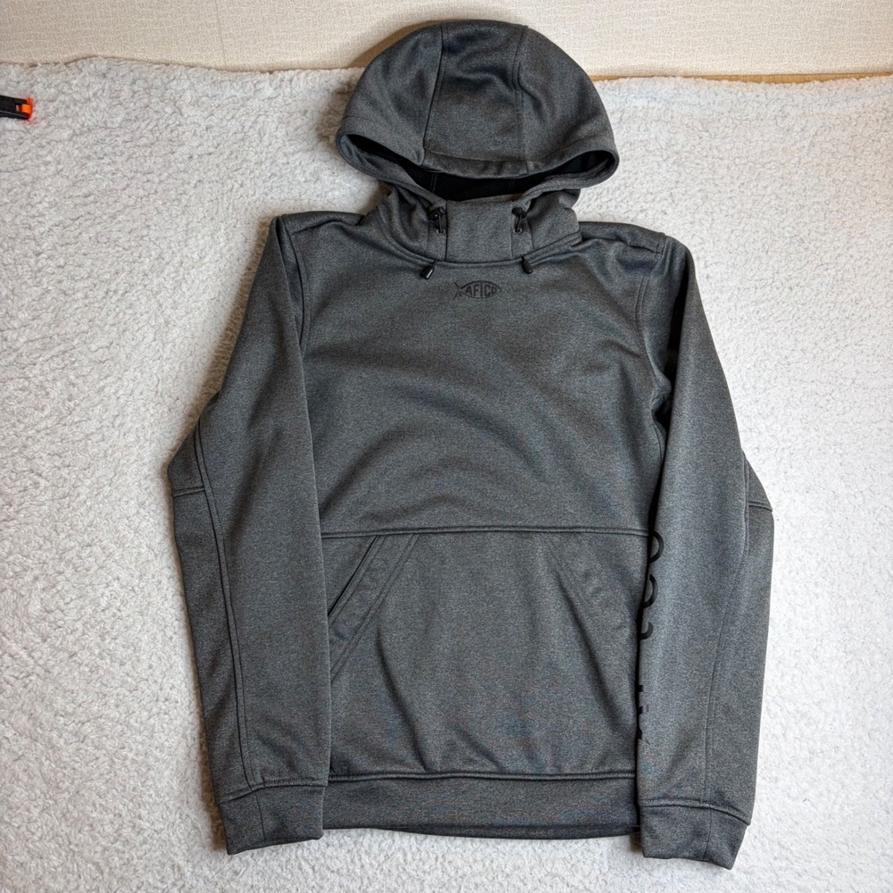 AFTCO AFTECH Reaper tech hoodie Mens Medium Grey Performance Fleece fishing